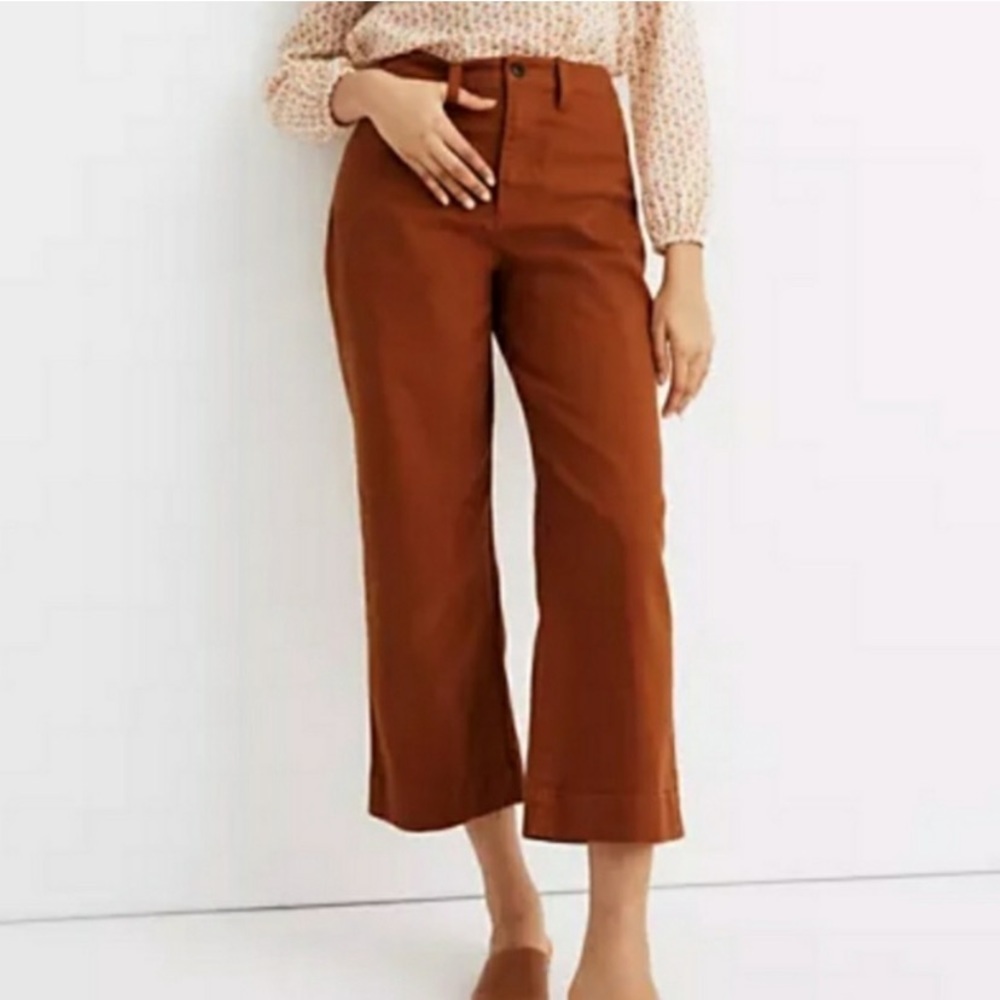 Madewell Curvy Slim Emmett Wide Leg Burnt Orange Denim Pants Trendy Jeans Sz 33